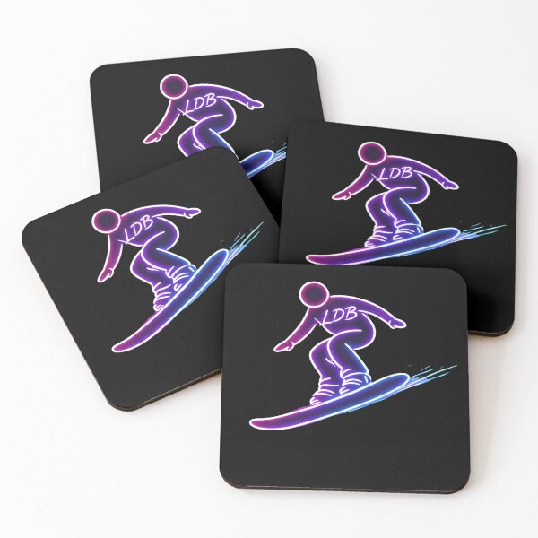 Aperçu de l'œuvre Illustration minimaliste de snowboarder néon – Design hivernal lumineux créée et vendue par LDBStudio.