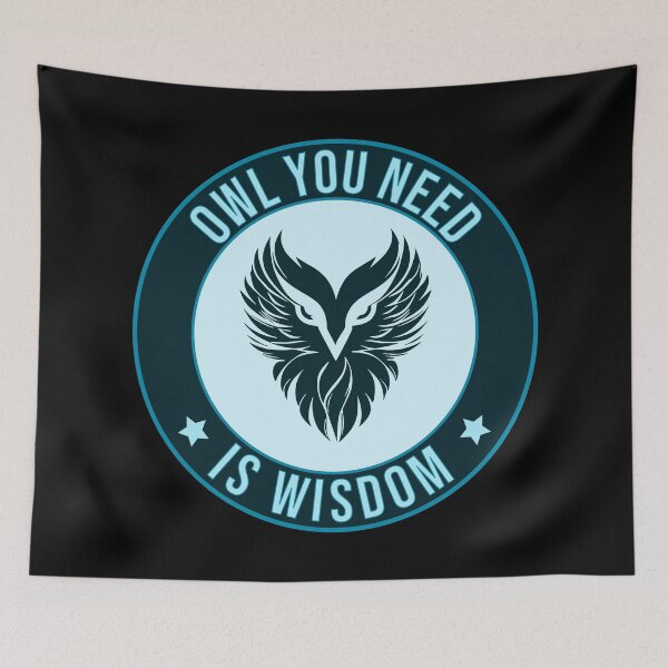 Item preview, "Owl You Need is Wisdom – Teal Monochrome Art" designed and sold by WayOutWorks.
