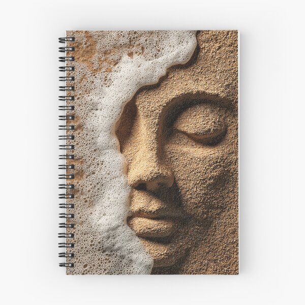 Item preview, Serene Face Scuplture In Sand With Ocean Foam designed and sold by chase-thewave.