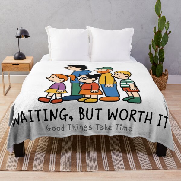 Item preview, Waiting in Line | Patience Quote Illustration – Good Things Take Time designed and sold by JOOKDesign.