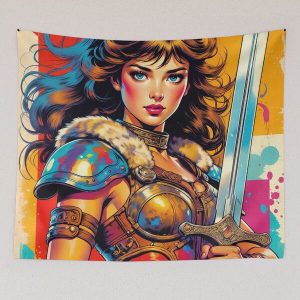 Item preview, Valkyrie Warrior in Vibrant Abstract Art designed and sold by JonelleTshirts.
