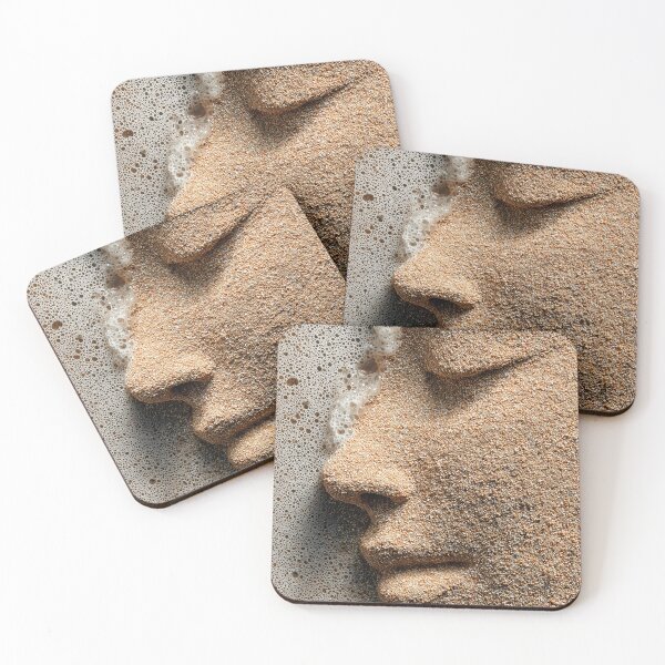 Item preview, Woman Face Sand Sculpture With Sea Foam designed and sold by chase-thewave.