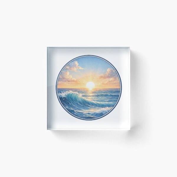 Item preview, Ocean Sunrise Horizon – Blue Circle Coastal Art Design designed and sold by TheJoyfulPen.