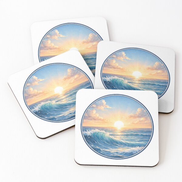 Item preview, Ocean Sunrise Horizon – Blue Circle Coastal Art Design designed and sold by TheJoyfulPen.