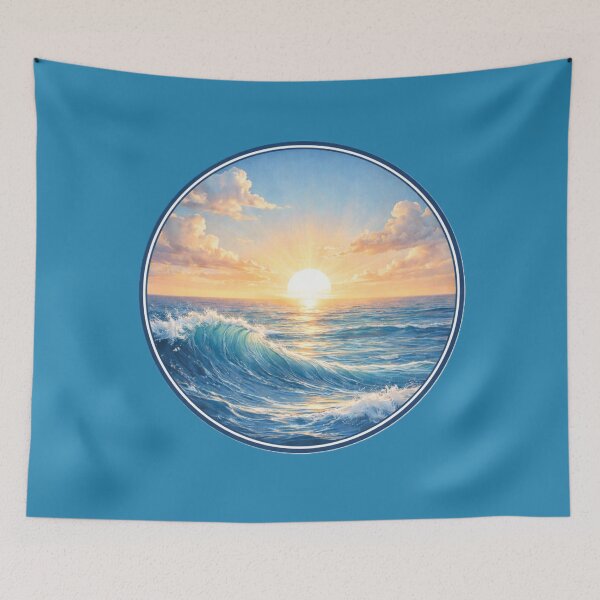 Item preview, Ocean Sunrise Horizon – Blue Circle Coastal Art Design designed and sold by TheJoyfulPen.