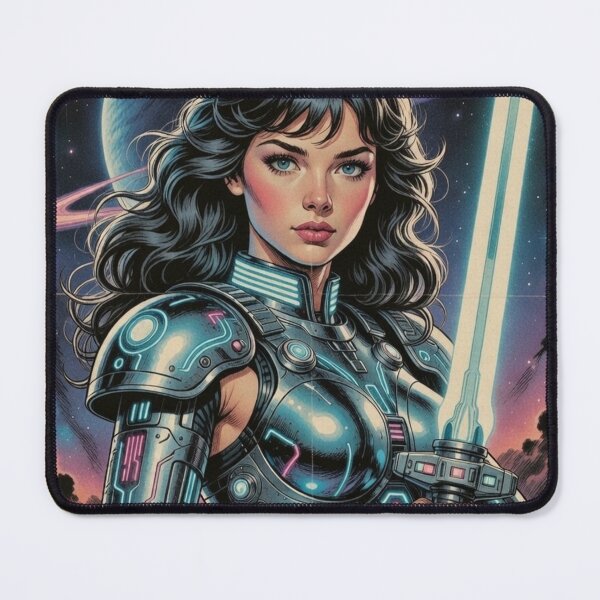 Item preview, Warrior's Legacy: Retro-Futuristic Cyberpunk Warrior designed and sold by JonelleTshirts.