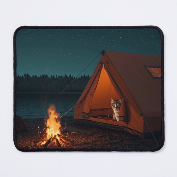 Item preview, Tent Therapy Camping Cat by Lake Campfire designed and sold by Falconwolf.