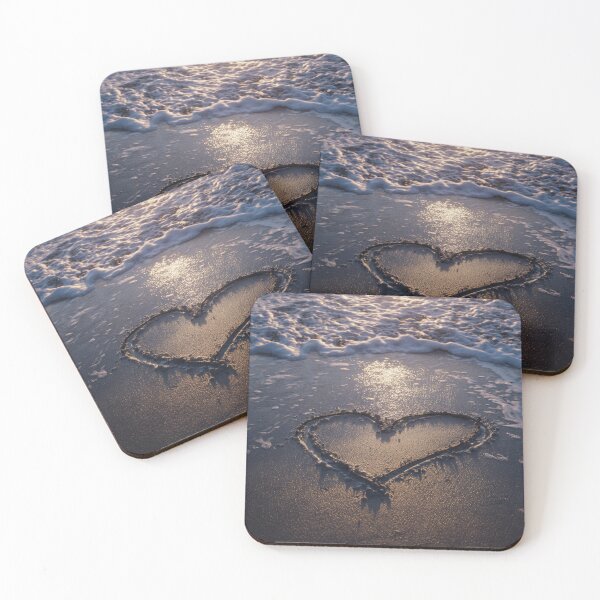 Item preview, Heart Etched In Wet Sand At Sunset designed and sold by chase-thewave.