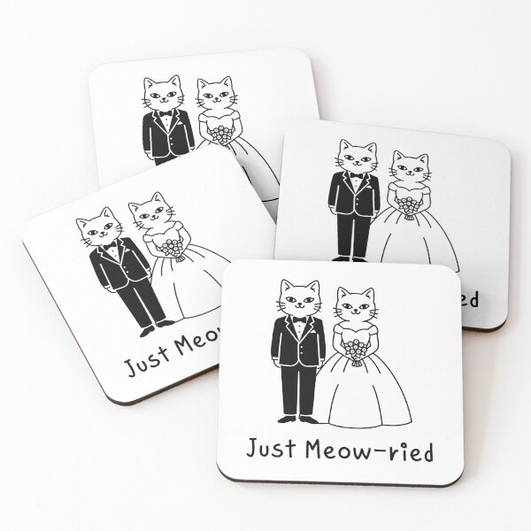 Item preview, Just Meow-ried | Cute Cat Bride & Groom Minimal Line Art Illustration designed and sold by JOOKDesign.