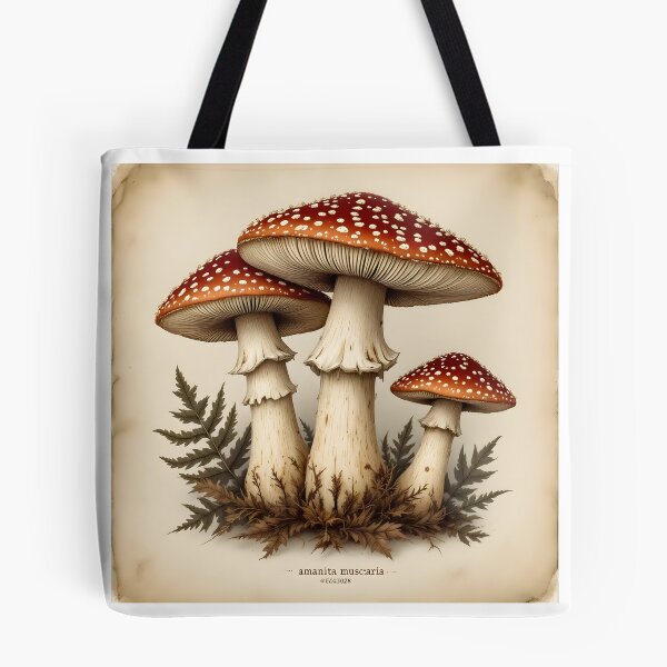 Item preview, Dark Academia Mushroom Specimen Plate Vintage Botanical Art designed and sold by PixelPrintsCo.