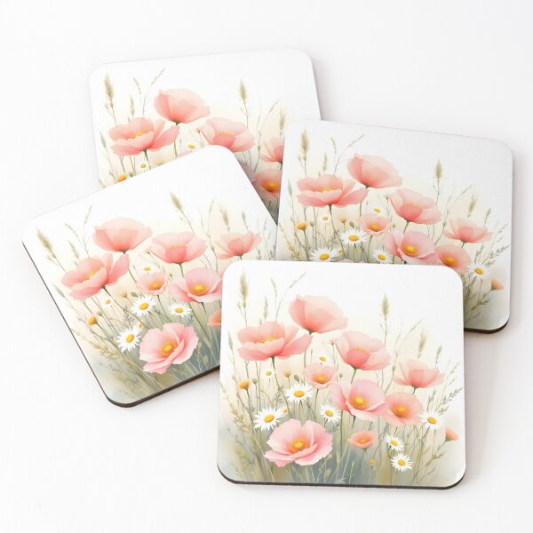 Item preview, Poppy and Daisy Meadow Watercolor Spring Floral Art Print designed and sold by PixelPrintsCo.