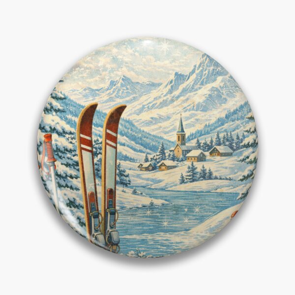 Item preview, Winter Wonderland – Vintage Skiing Postcard Art designed and sold by Dollette Heaven.
