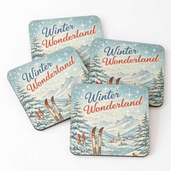 Item preview, Winter Wonderland – Vintage Skiing Postcard Art designed and sold by Dollette Heaven.