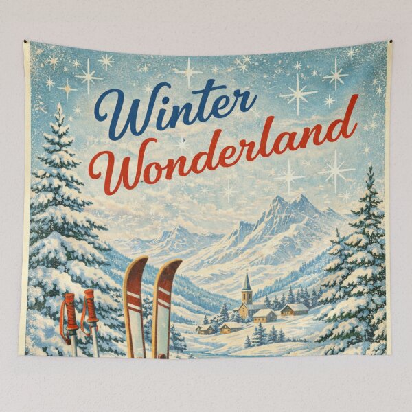 Item preview, Winter Wonderland – Vintage Skiing Postcard Art designed and sold by Dollette Heaven.