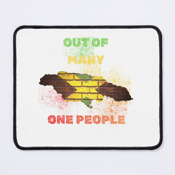 Item preview, Out Of Many One People – Distressed Jamaica Map Brick Wall Art designed and sold by Proverbculture.