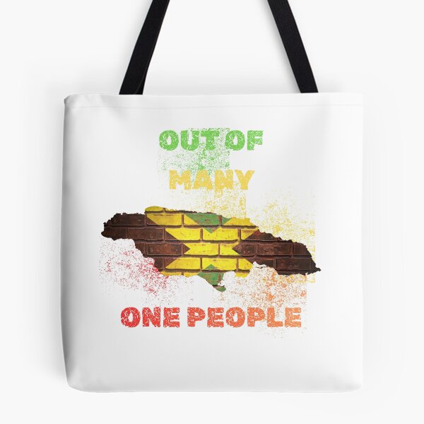 Item preview, Out Of Many One People – Distressed Jamaica Map Brick Wall Art designed and sold by Proverbculture.