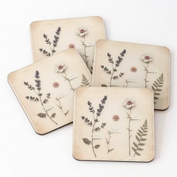 Item preview, Pressed Wildflower Herbarium Sheet Vintage Botanical Art Print designed and sold by PixelPrintsCo.