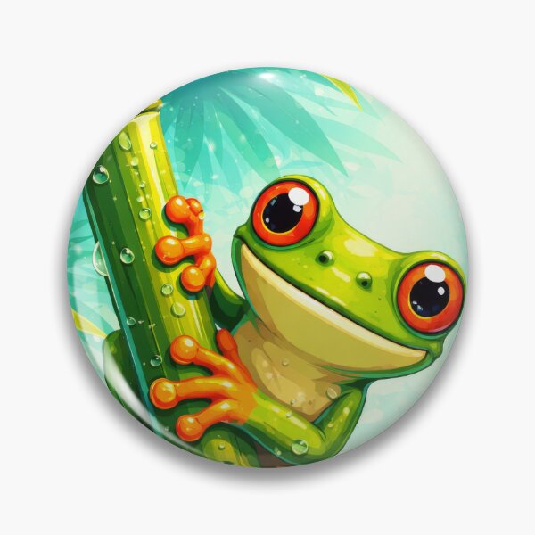 Item preview, Adorable tree frog on a bamboo branch designed and sold by scicilysimonee.