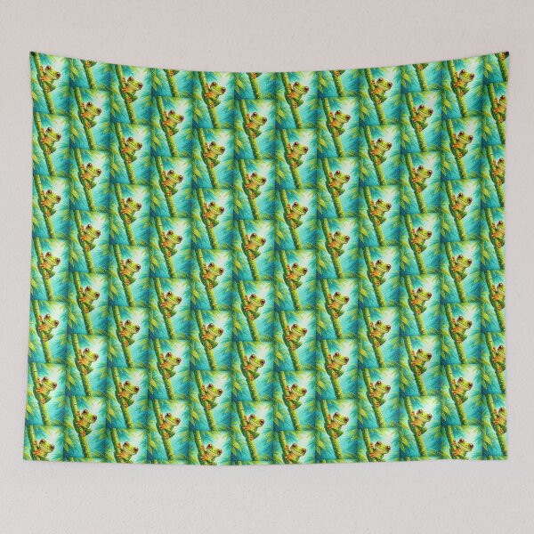 Item preview, Adorable tree frog on a bamboo branch designed and sold by scicilysimonee.