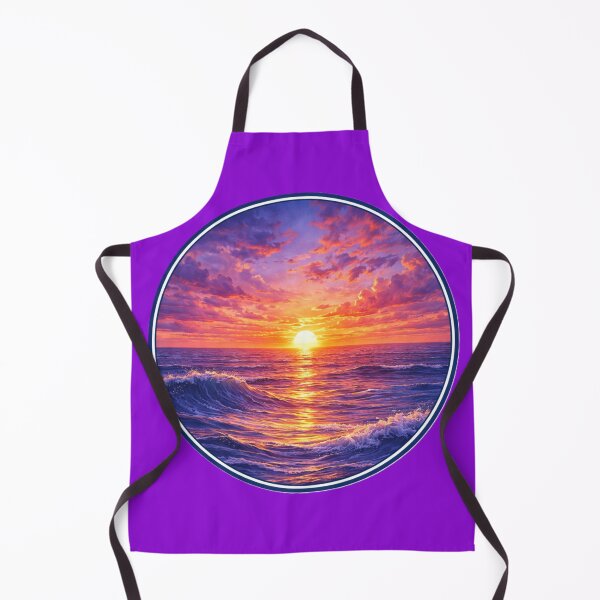 Item preview, Hawaiian Sunset Over the Ocean – Purple & Pink Coastal Circle Art designed and sold by TheJoyfulPen.