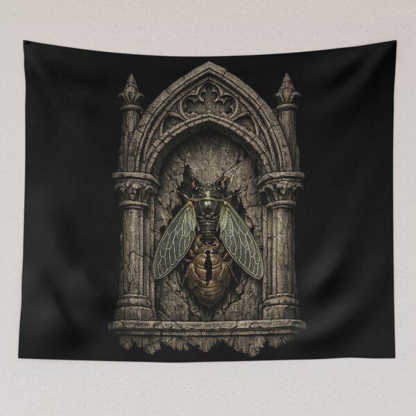 Item preview, Gothic Cicada Shrine | Dark Cathedral Insect Totem designed and sold by Mouraludia.