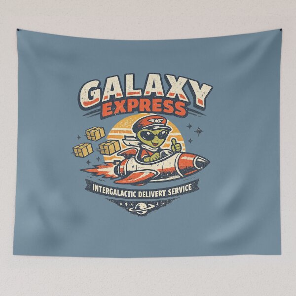 Item preview, Galaxy Express – 90s Vintage Alien Delivery Pilot Retro Mascot designed and sold by JonelCrafts.