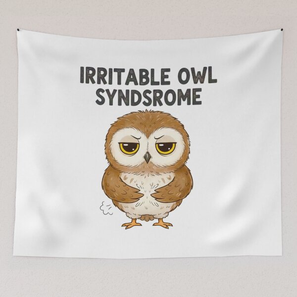 Item preview, Irritable Owl Syndrome Funny T-Shirt Design - Grumpy Baby Owl Graphic - Sassy Bird Pun Quote Shirt - Cute Owl Illustration for Morning People designed and sold by Tamer ⭐⭐⭐⭐⭐.