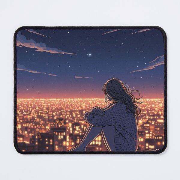 Item preview, Midnight Rooftop Thoughts – Dreamy City Night Illustration designed and sold by itsTinaColman.
