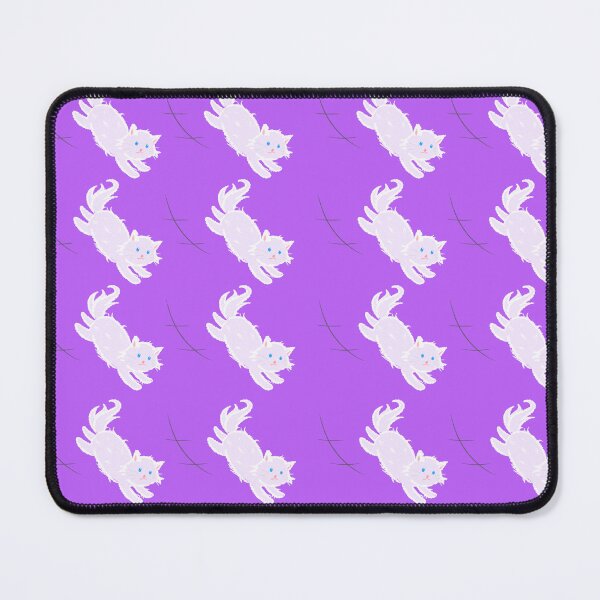 Item preview, Jumping cute white kitty cat (purple pattern) designed and sold by Tiny-Sugar-Dove.