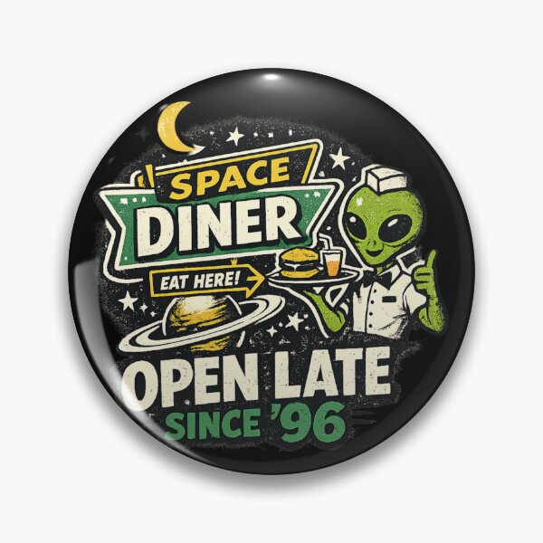 Item preview, 90s Space Diner Alien T-Shirt – Open Late Since ’96 Retro Sci-Fi Neon Graphic designed and sold by JonelCrafts.