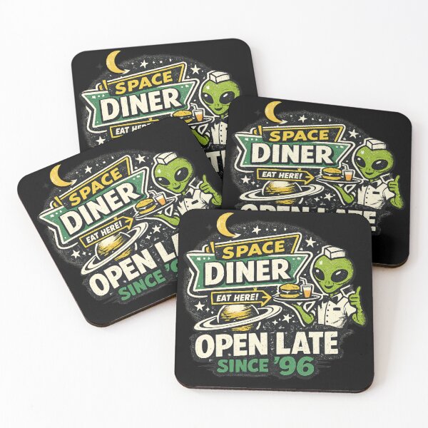 Item preview, 90s Space Diner Alien T-Shirt – Open Late Since ’96 Retro Sci-Fi Neon Graphic designed and sold by JonelCrafts.