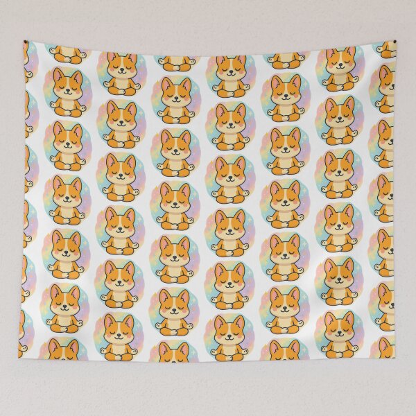 Item preview, Cute Kawaii Corgi Doing Yoga, Kawaii Corgi designed and sold by graphic-genie.