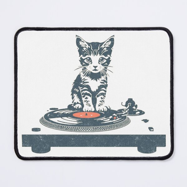 Item preview, Retro Kitty on Turntable with Vinyl Record designed and sold by Nacho Average Designs.