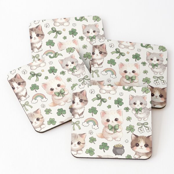 Item preview, Cute Shamrock Kitten Pattern designed and sold by SassyArtistry.