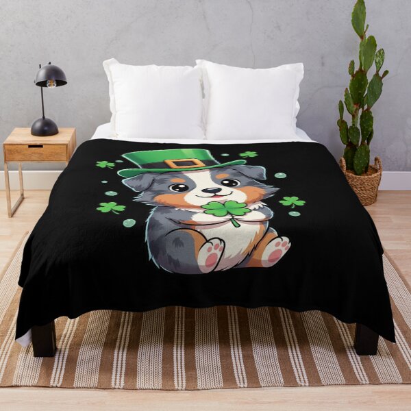 Item preview, Happy St. Patrick's Day Aussie Dog Holding Clover designed and sold by CORJIDOG-ART.