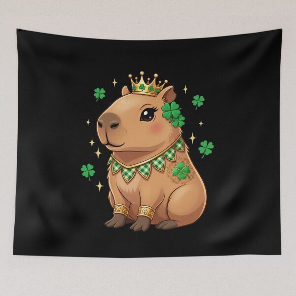 Item preview, Capybara Queen St Patrick's Day Lucky Clover designed and sold by CORJIDOG-ART.
