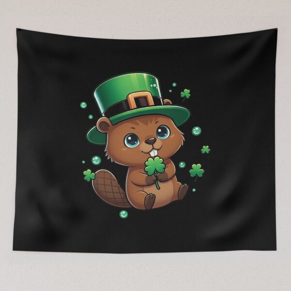 Item preview, Happy Beaver Patrick's Day Leprechaun Hat Clover designed and sold by CORJIDOG-ART.