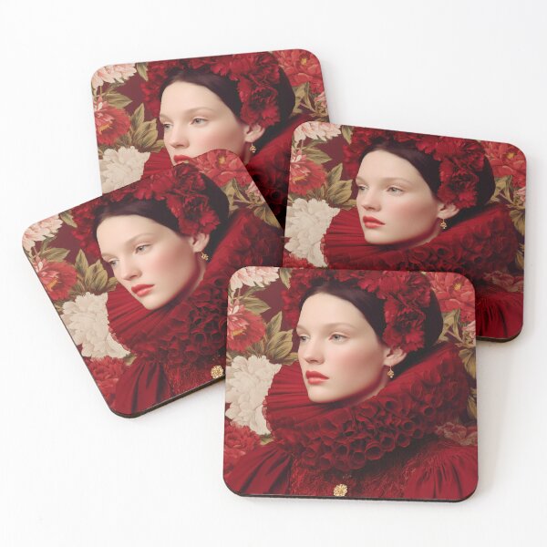 Item preview, Baroque Royal Portrait – Red Renaissance Queen Fashion Art designed and sold by Mindrender.