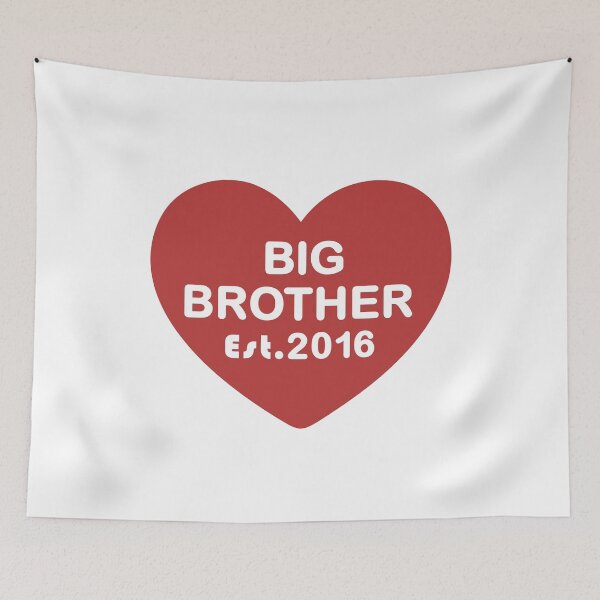 Item preview, Big Brother Est. 2016 – Red Heart Typography (White Text) designed and sold by ColorNestStudio.