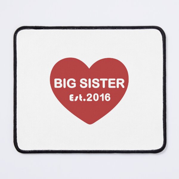 Item preview, Big Sister Est. 2016 – Red Heart White Text Family Design designed and sold by ColorNestStudio.