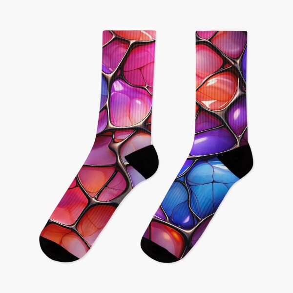 Item preview, Neon Stained Glass Mosaic – Vibrant Abstract Cell Pattern designed and sold by Kaleidoscope Print.