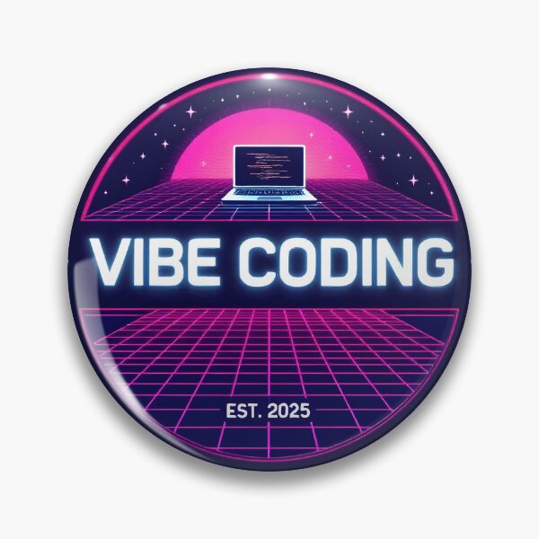 Item preview, Vibe Coding Neon Synthwave Badge Developer Sticker Programmer Gift designed and sold by PixelPrintsCo.