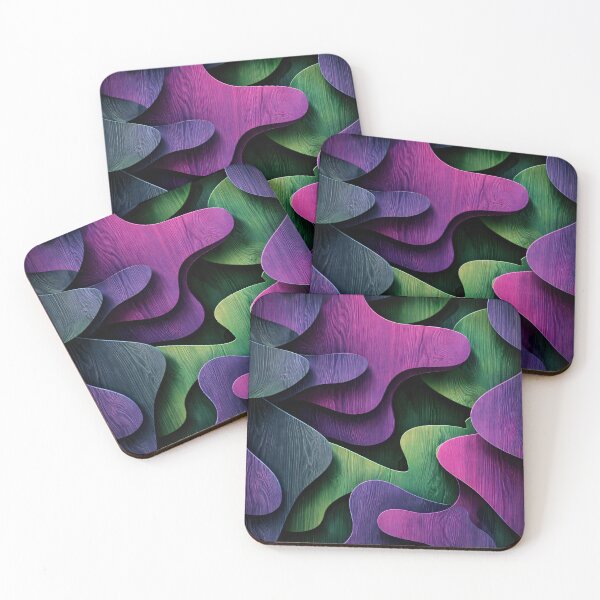 Item preview, Midnight Paper Waves – Purple & Green Woodgrain Abstract designed and sold by Kaleidoscope Print.