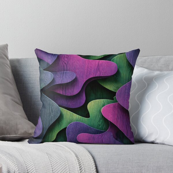 Item preview, Midnight Paper Waves – Purple & Green Woodgrain Abstract designed and sold by Kaleidoscope Print.