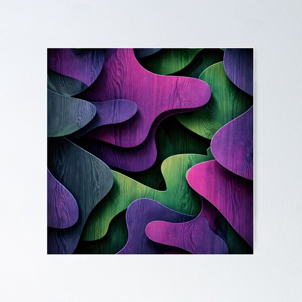 Item preview, Midnight Paper Waves – Purple & Green Woodgrain Abstract designed and sold by Kaleidoscope Print.