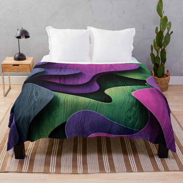 Item preview, Midnight Paper Waves – Purple & Green Woodgrain Abstract designed and sold by Kaleidoscope Print.