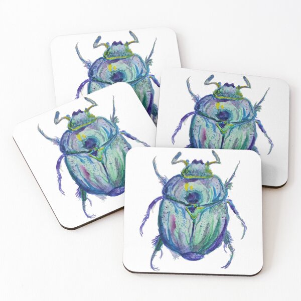 Item preview, Vibrant Blue Watercolour Beetle designed and sold by X.Romeo.