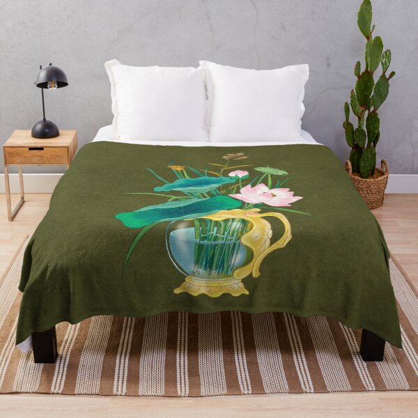 Item preview, Eternal Peace in the Deep Forest, Lotus in Golden Vase designed and sold by QamarART Paintings.