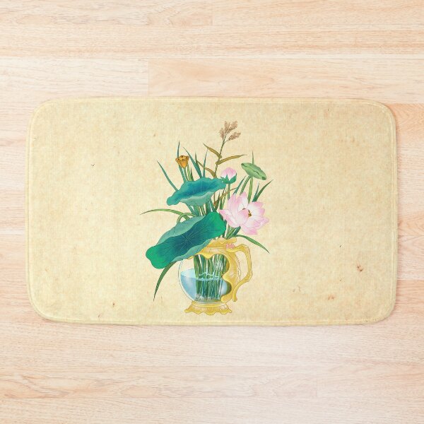 Artikelvorschau, Ein Gebet um Wohlstand, Rosa Lotusblume in goldener Vase entworfen und verkauft von QamarART Paintings.