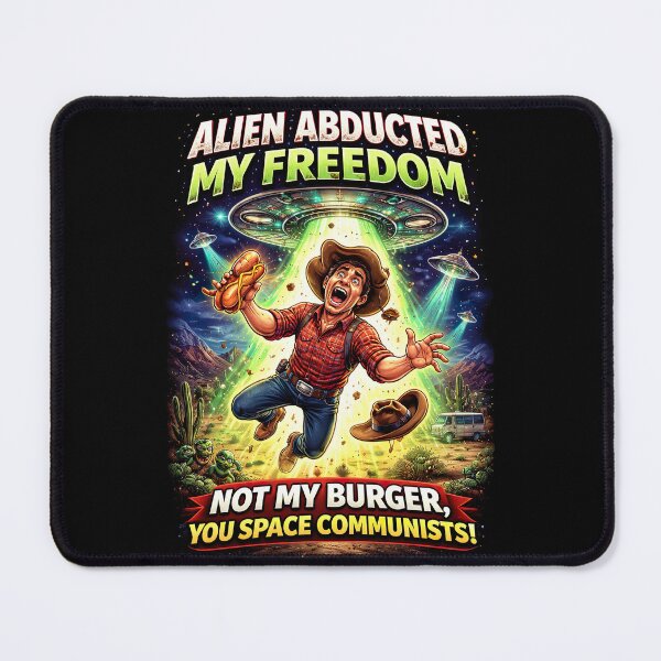 Item preview, Alien Abducted My Freedom – Funny Cowboy UFO Burger Meme Design designed and sold by Dominik1994.
